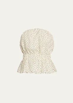 AEXAEStrapless Polka Dot Linen Top