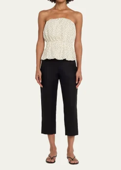 AEXAEStrapless Polka Dot Linen Top