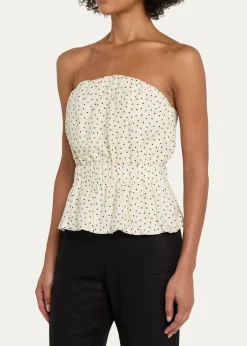 AEXAEStrapless Polka Dot Linen Top