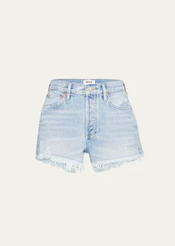 AGOLDEParker Vintage Frayed-Hem Denim Shorts