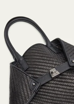 AkrisAi Small Plaid Braided Top-Handle Bag