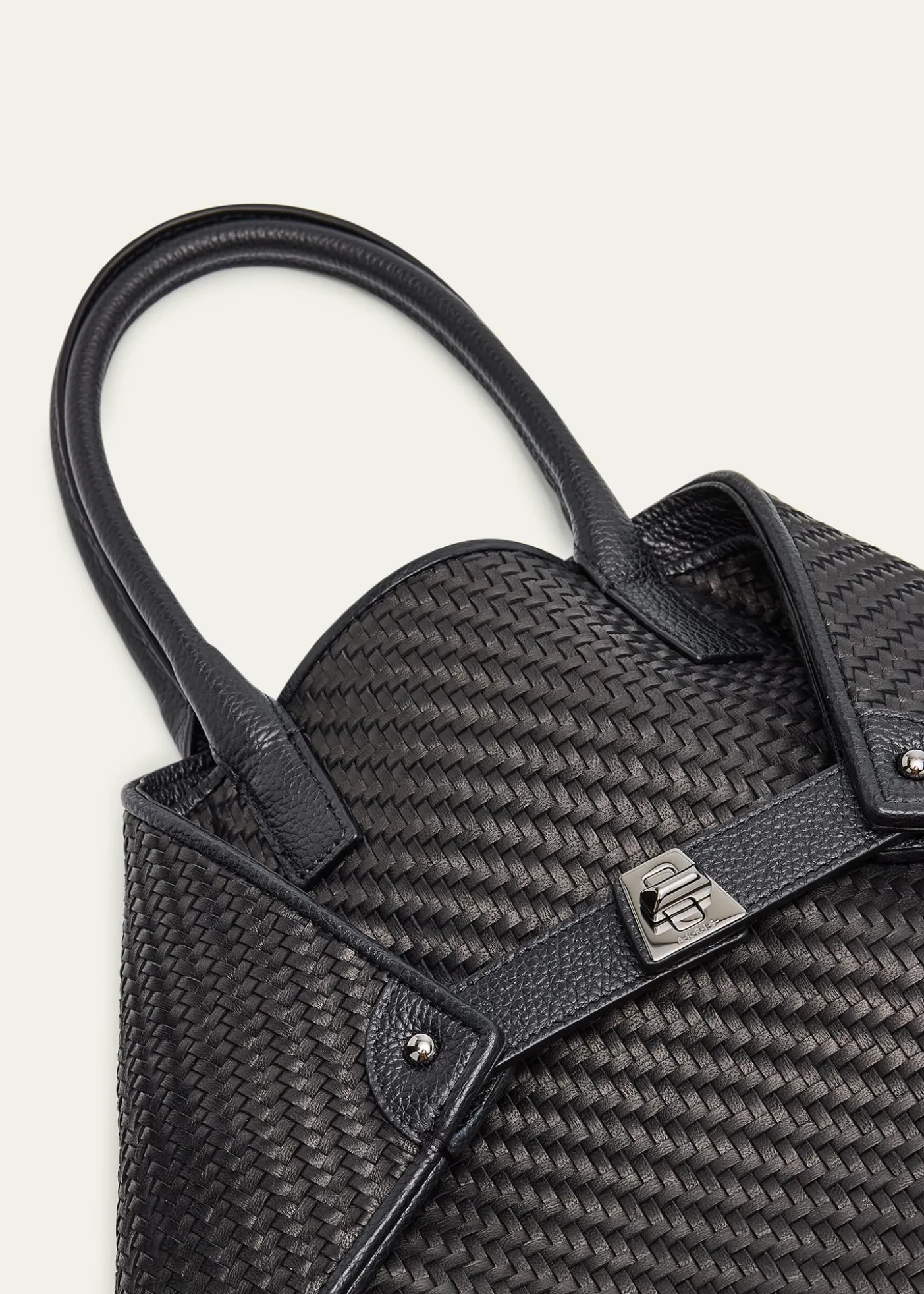 AkrisAi Small Plaid Braided Top-Handle Bag