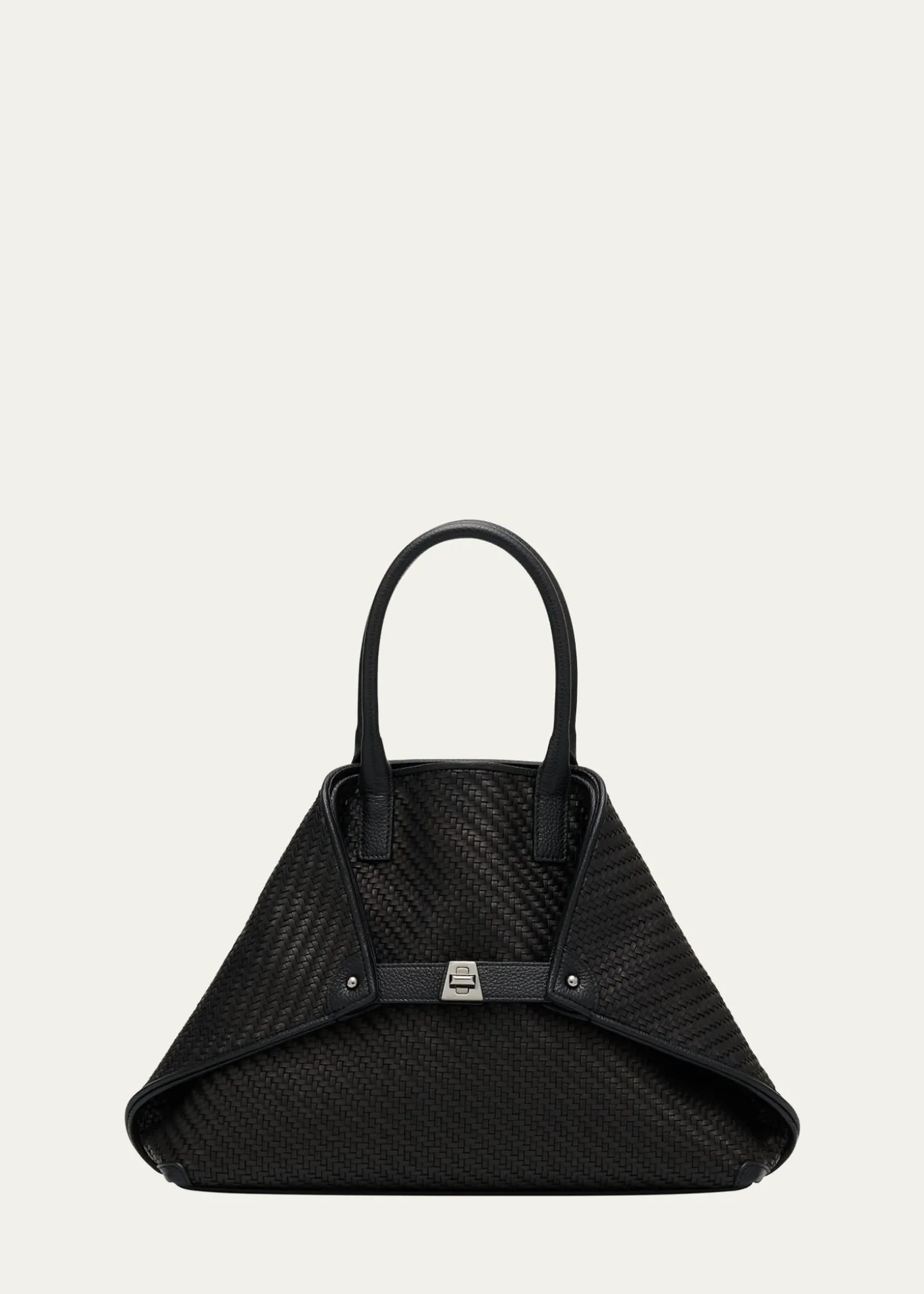 AkrisAi Small Plaid Braided Top-Handle Bag