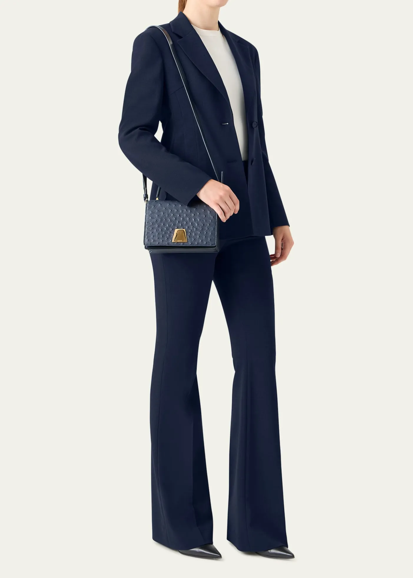 AkrisAlice Small Ostrich Leather Top-Handle Bag