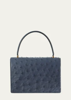 AkrisAlice Small Ostrich Leather Top-Handle Bag