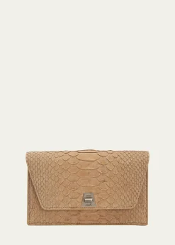 AkrisAnouk Snakeskin Suede Envelope Clutch Bag