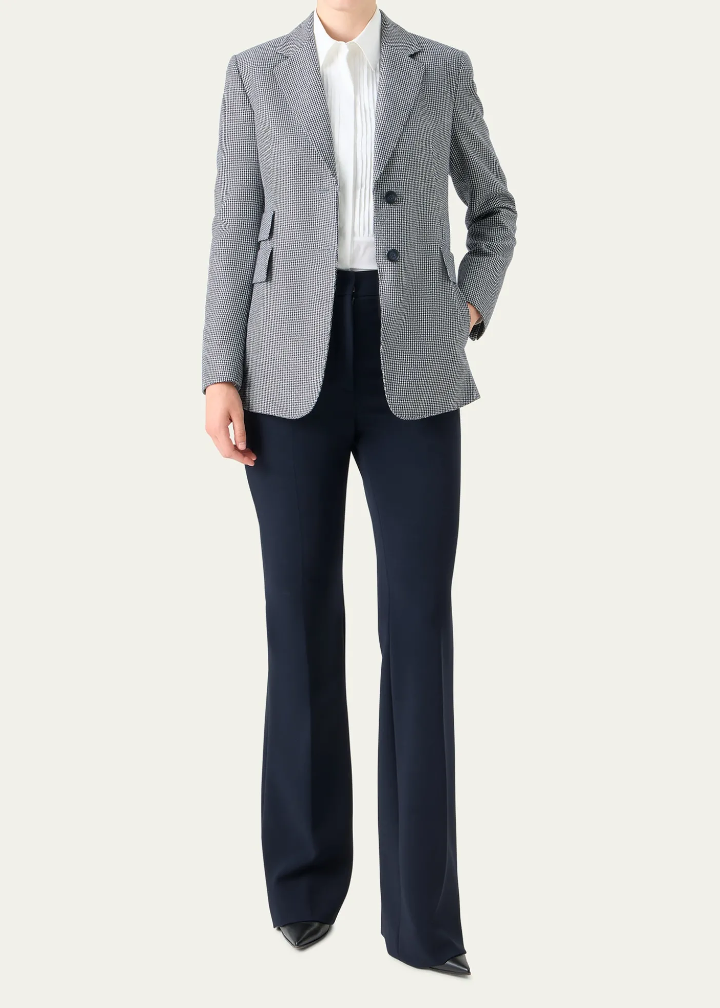AkrisArie Cashmere Pepita Houndstooth Single-Breasted Jacket