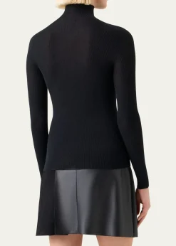 AkrisCashmere-Silk Fine Ribbed Knit Pullover