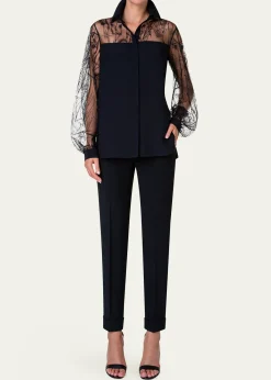 AkrisChris Pleated Straight-Leg Pants