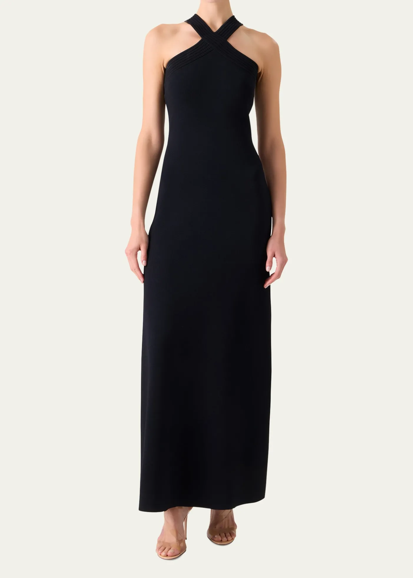 AkrisCrisscross Knit Halter Maxi Dress