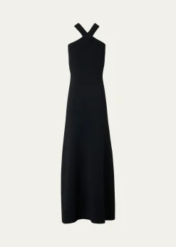 AkrisCrisscross Knit Halter Maxi Dress