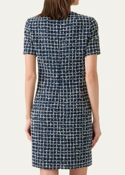 Akris3D Check Embroidered Sheath Dress