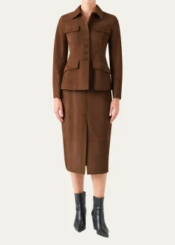AkrisDelia Suede Single-Breasted Utility Jacket