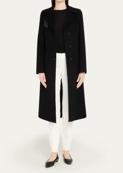 AkrisLeather Collar Cashmere Coat