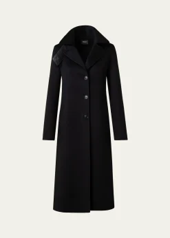 AkrisLeather Collar Cashmere Coat