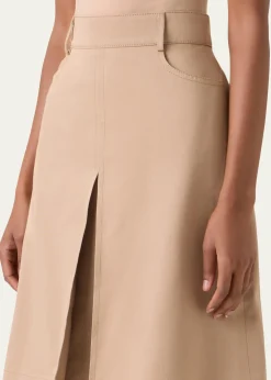 Akris puntoBox Pleat Cotton Gabardine A-Line Skirt