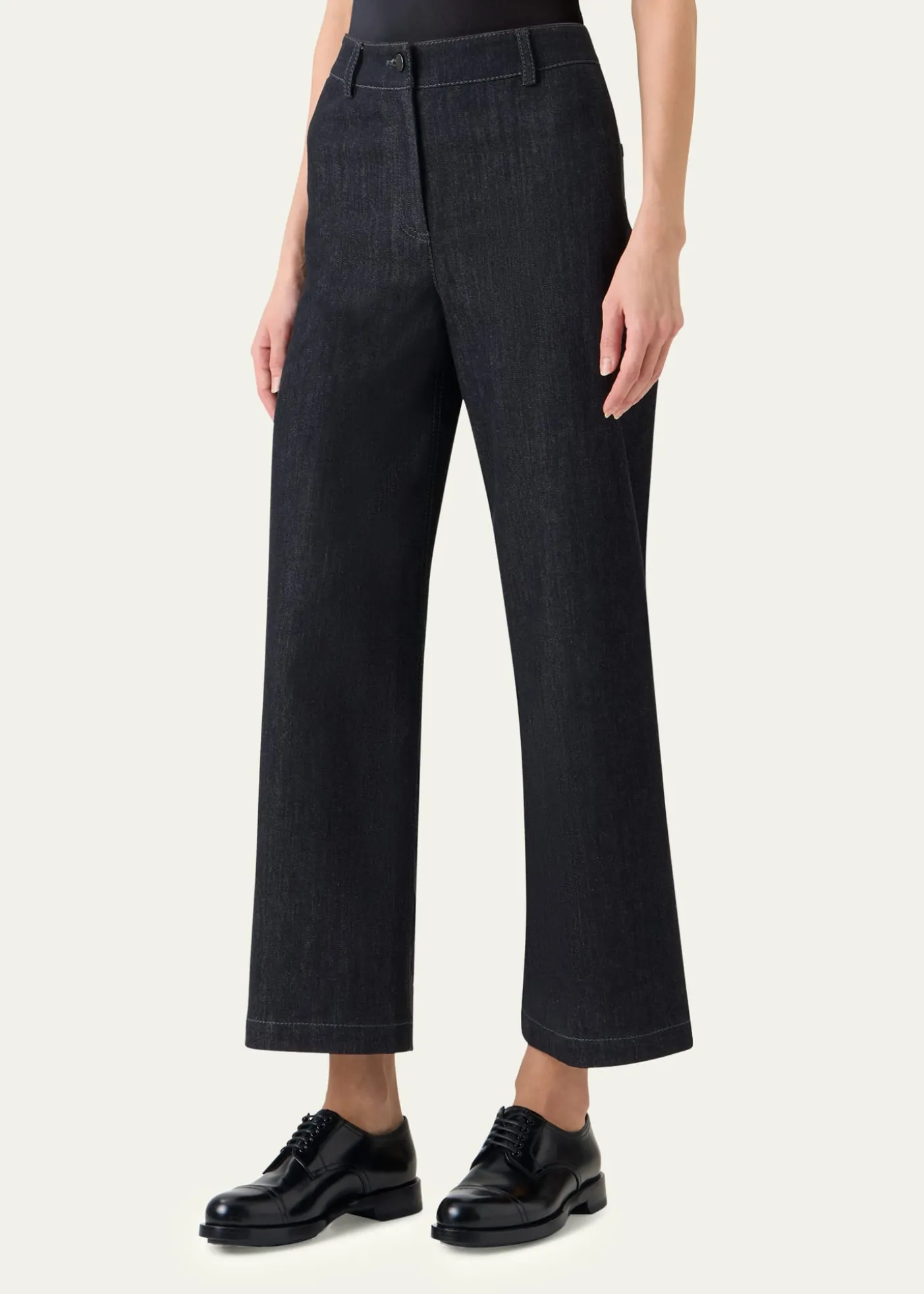 Akris puntoCaia High-Stretch Denim Straight-Leg Crop Pants