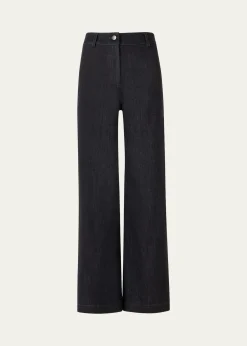 Akris puntoCaia High-Stretch Denim Straight-Leg Crop Pants