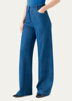 Akris puntoCooper Stretch Denim Wide-Leg Pants
