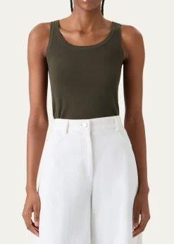 Akris puntoCotton Rib Scoop-Neck Tank Top
