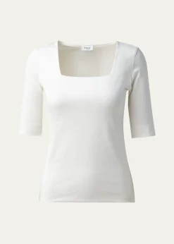 Akris puntoCotton 1/2-Sleeve Square-Neck Tee