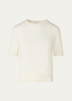 Akris puntoFine Merino Wool Knit Short-Sleeve Crew Neck Sweater