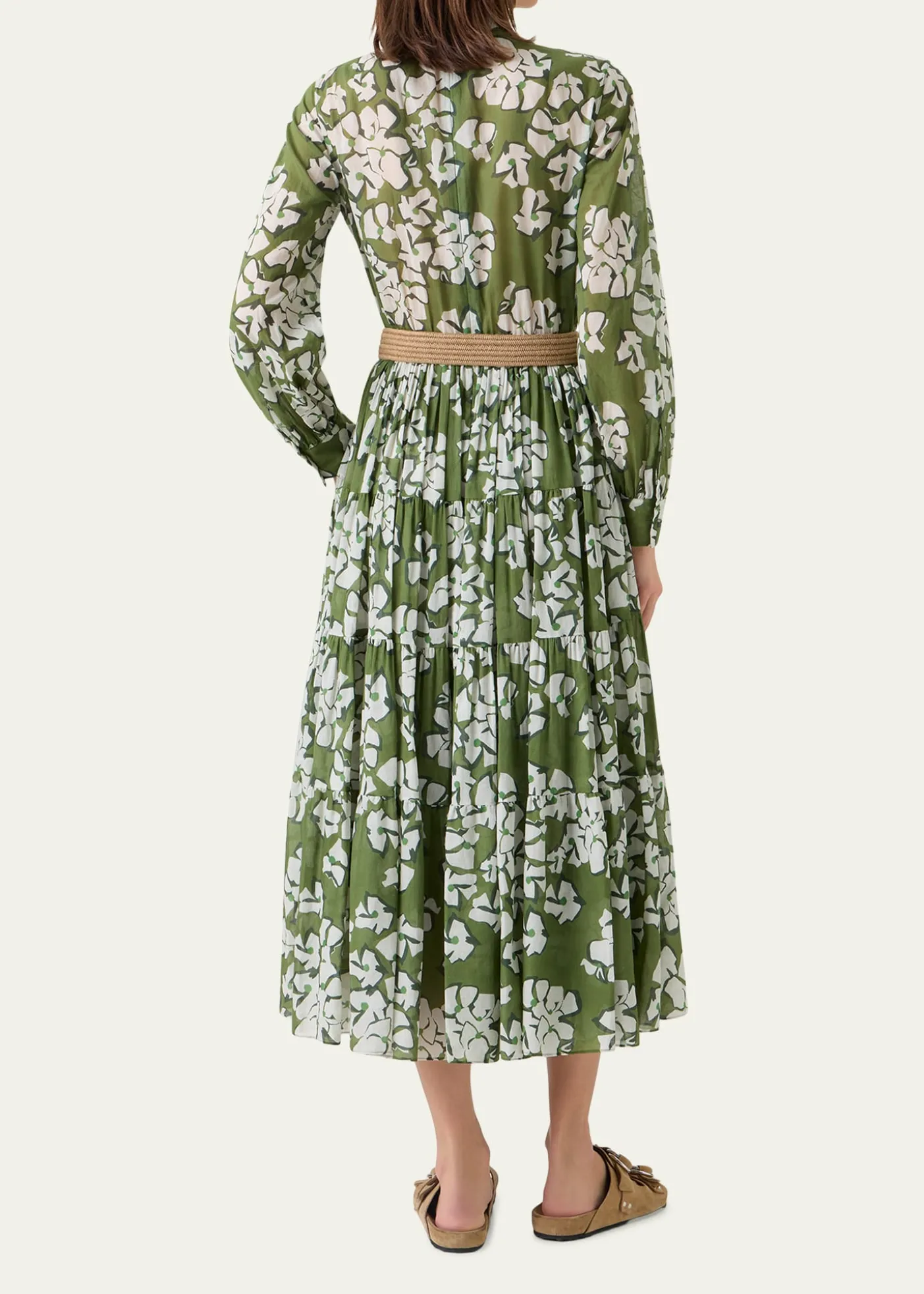 Akris puntoFloral Cotton Muslin Tiered Midi Shirtdress