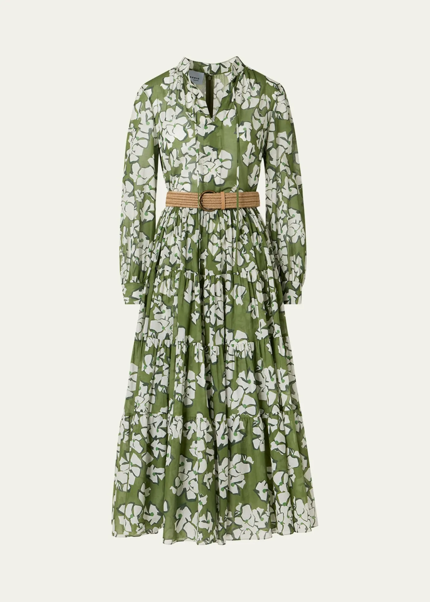 Akris puntoFloral Cotton Muslin Tiered Midi Shirtdress