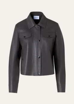 Akris puntoPerforated Leather Short Jacket