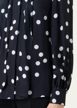 Akris puntoPolka Dot-Print Georgette Neck-Bow Blouse
