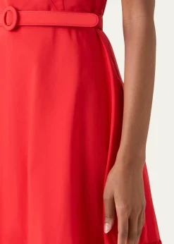 Akris puntoSleeveless Belted Taffeta Midi Dress