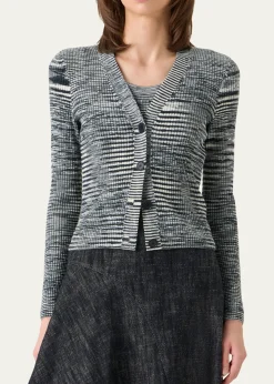 Akris puntoSpace Dye Ribbed Merino Cardigan