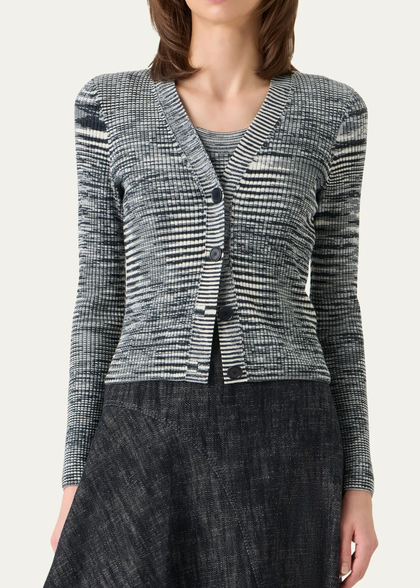 Akris puntoSpace Dye Ribbed Merino Cardigan