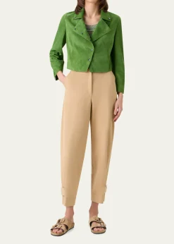 Akris puntoSuede Crop Moto Jacket