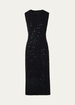 AkrisSequined Tweed Midi Sheath Dress