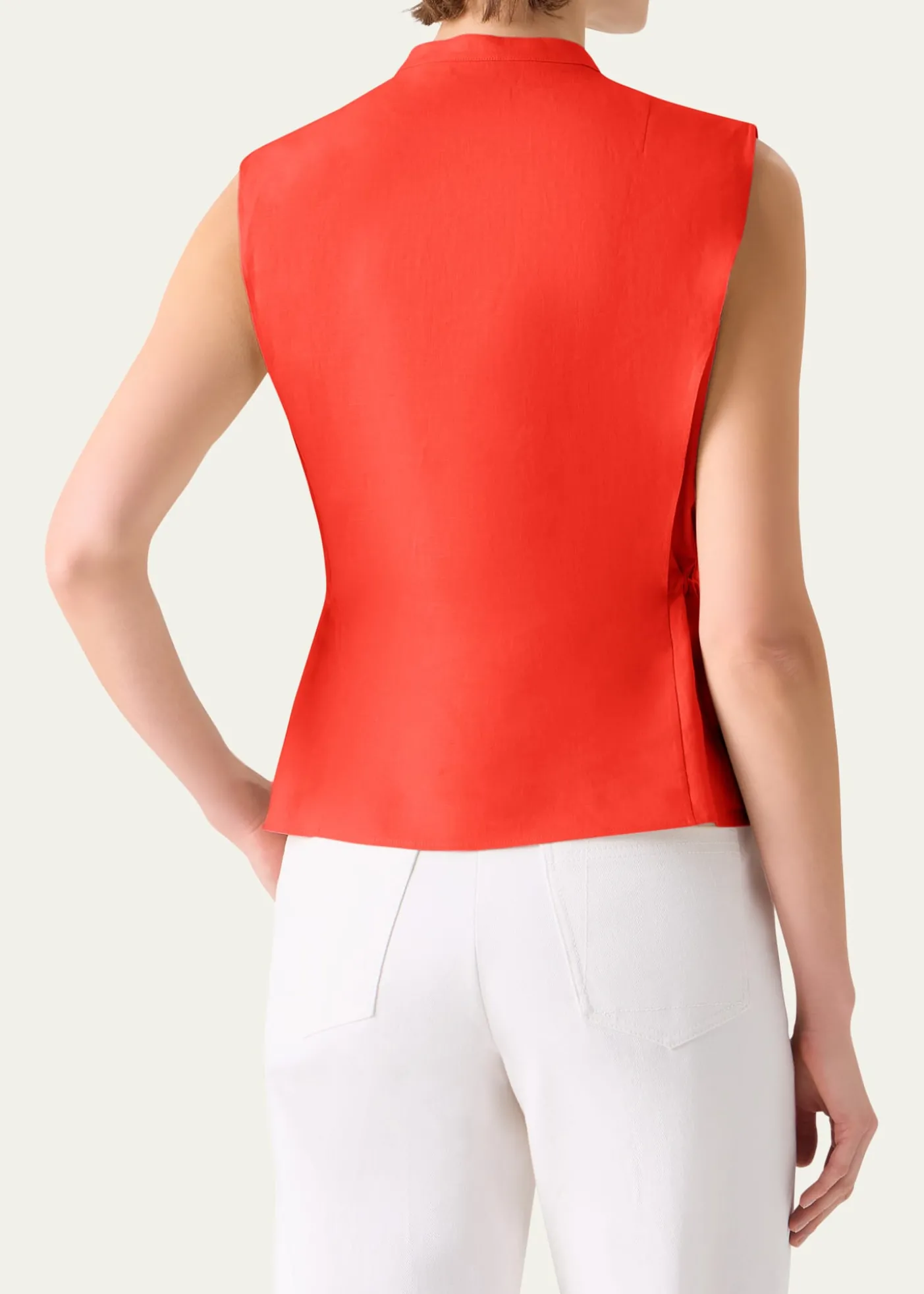 AkrisSleeveless Linen Button-Front Blouse