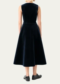 AkrisSleeveless Velvet Midi Cocktail Dress