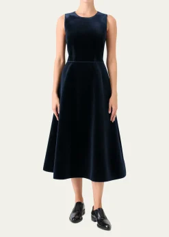 AkrisSleeveless Velvet Midi Cocktail Dress