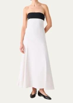 AkrisStrapless Denim A-Line Ankle Dress