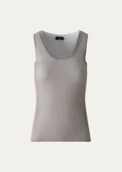 AkrisTwo-Tone Grid Knit Tank Top
