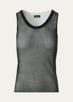 AkrisTwo-Tone Grid Knit Tank Top