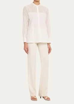 AkrisWave Broderie Anglaise Cotton Voile Blouse