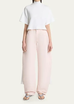 ALAIAAsymmetric Short-Sleeve Cotton T-Shirt