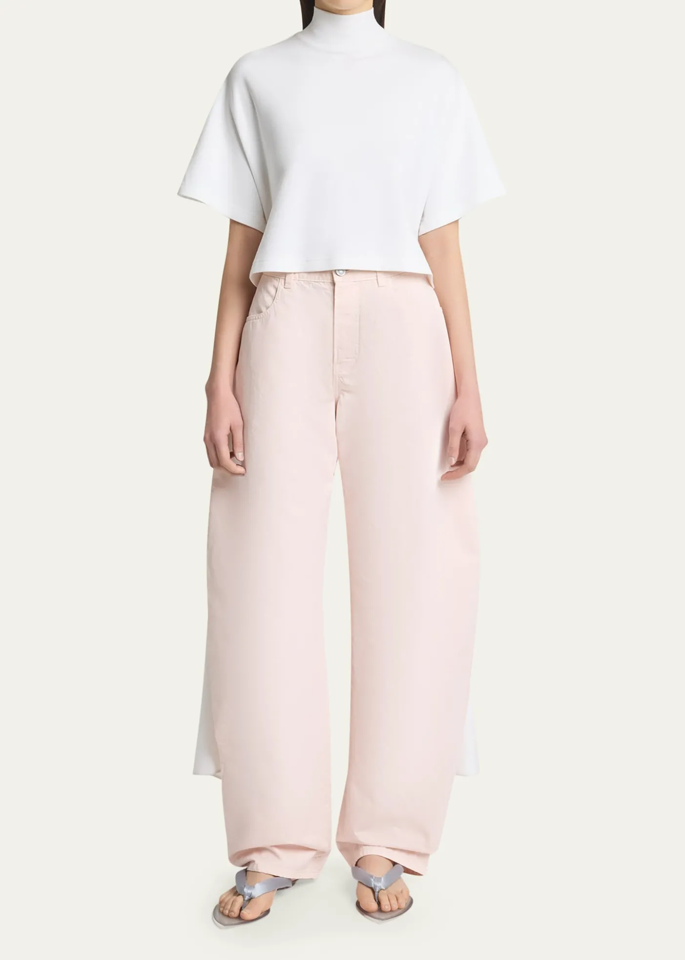 ALAIAAsymmetric Short-Sleeve Cotton T-Shirt