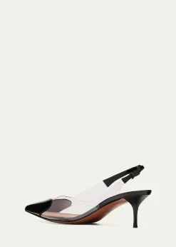 ALAIACoeur Plexi Heart-Toe Slingback Pumps