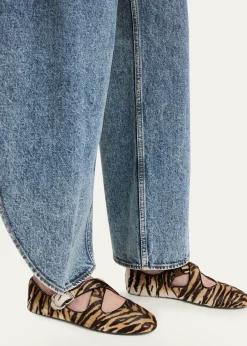 ALAIACrisscross Tiger Calf Hair Ballerina Flats