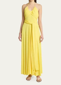 ALAIACrossover Wrap Jersey Halter Maxi Dress