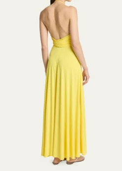ALAIACrossover Wrap Jersey Halter Maxi Dress