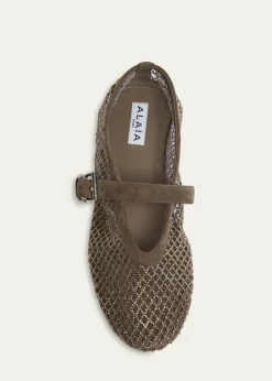 ALAIACrystal Mesh Ballet Flats