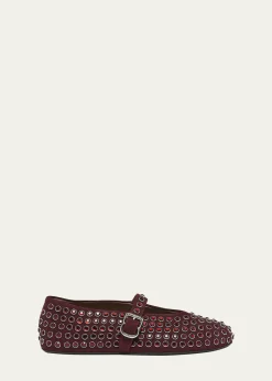 ALAIACrystal Stud Mary Jane Ballerina Flats